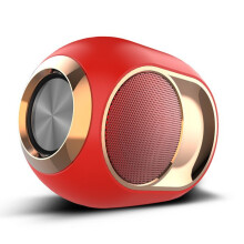 Červený vonkajší bezdrôtový Bluetooth reproduktor so vstavaným subwooferom, silnými basmi a vysokou hlasitosťou, kompaktný dizajn
