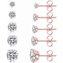 Orecchini a perno con diamanti simulati per donna, orecchini con zirconi cubici placcati in oro 14 carati, set di orecchini a perno ipoallergenici