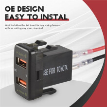 36W Snelle Autolader QC3.0 Dubbele USB-Snellader met Blauwe Spanning Waterdichte Mobiele Telefoonoplader voor  40X22MM