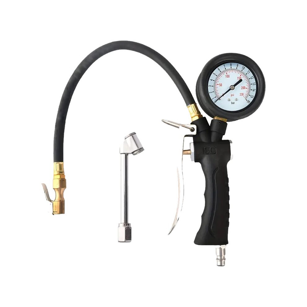 Professional Tire Pressure Gun With Inflator Nozzle, 0-230Psi For Inflating And Checking Car And Motorcycle Tires 4713522853349