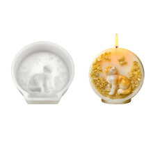 Fun Animal Shape Silicone Mould For Home Candle-Cat relief mold
