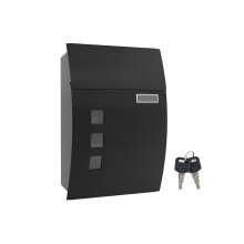 Wall-Mounted Lockable Mailbox - Steel - Black - With Viewing Windows and Nameplate