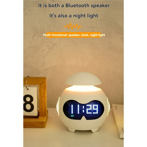 LED Night Light Digital Alert Clock with  Speaker Dimmable Music Lamp Touch Bedside Table Lamp C 1