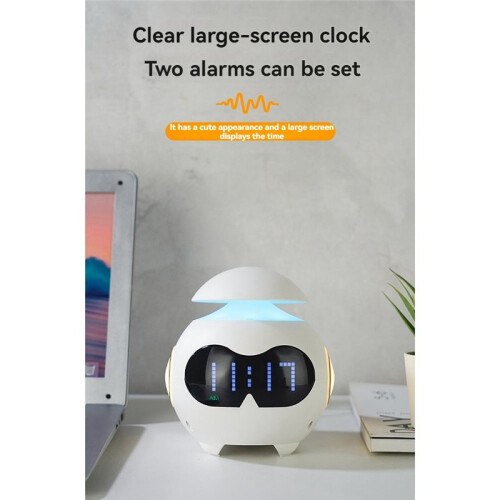 LED Night Light Digital Alert Clock with  Speaker Dimmable Music Lamp Touch Bedside Table Lamp A 2