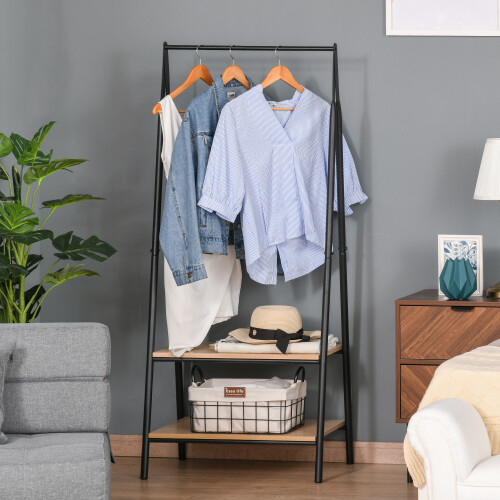 Homcom Perchero de Ropa Negro 64 x 42.5 x 149 cm 1