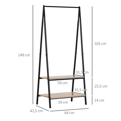 Homcom Perchero de Ropa Negro 64 x 42.5 x 149 cm 2
