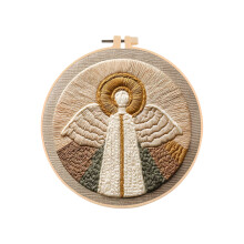Cotton Bamboos Fabric Religious Embroidery DIY Craft Set for-7