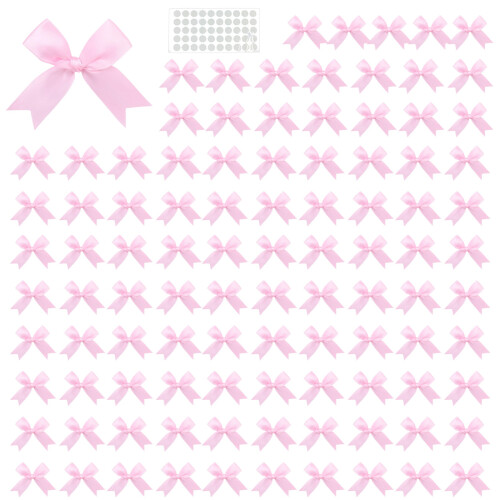 Nœud papillon en ruban Polyester 8cm, 100 pièces, pour-Rose