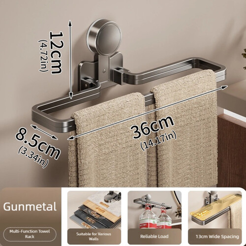 Porte-serviettes pliable multifonctionnel, fixation par-Gunash 2