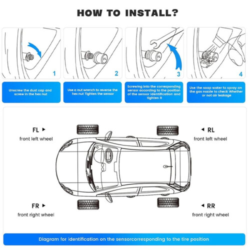 Sensore Esterno USB per Android TPMS per Ruota di Scorta, Pressione Pneumatici, Wireless, per Autoradio e Navigatore. 2