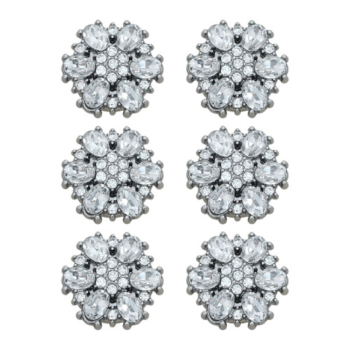 6 Stück Strass-Hemd-Manschettenknöpfe,-Rose 19MM