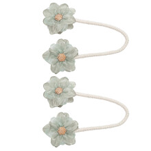 2 Stück handgemachte Blumen-Vorhang-Clip, flexibel,-Grün