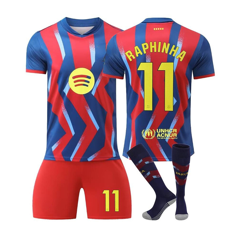 Liyu (28(150-160Cm)) Blue Brace Sport Socks Get Free Print #11 Raphinha Blue & Red T-Shirt & Red Shorts