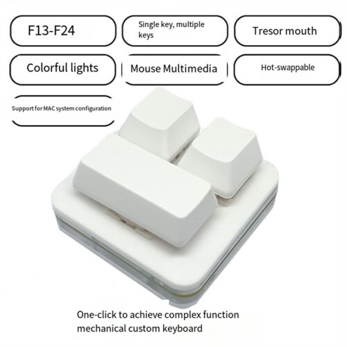3-Key Double Row  Keyboard Recording Mute Dustproof Mechanical Keyboard Copy Paste Custom Shortcut Key 2