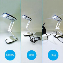 2Stck Beleuchtete Schreibtischlupe Lampe mit Licht Auf Ständer LED Tragbare Taschenlupe Visier Falten 3X