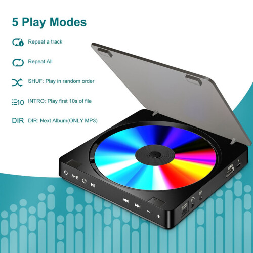 2X Portable CD Player Double Headphone Version Contact Button Reproductor CD Walkman Rechargeable Shockproof LCD Display 2