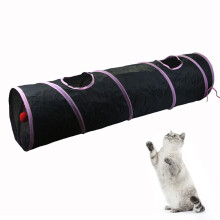 Kattentunnel voor binnenkatten, opvouwbare pop-up dierentunnel met kijkgat, verstopplekje en speelspeeltje met bal.