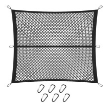 Cargo Net 120x120cm Extends to 210x210cm with 6 Hooks,Double Layer Highly Elastic Cargo Net for Car Boot Vehicle SUV