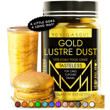 MONÉGASQUE Gold Edible Glitter for Drinks & Cakes, Lustre Dust, 15g