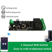 2X Selbstsperrendes 2 Kanal WLAN Relais Schaltmodul Intelligentes Leben / Tuya APP Steuerung WiFi Relaismodul