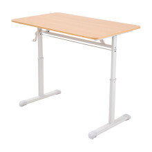 100*60cm Manual Height-Adjustable Office Desk in Natural Wood