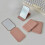 (Pink) Desktop Makeup Mirror Solid Color PU Leather Simple Portable Handheld Makeup Mirror Foldable Student Compact Cute Pocket Mirror 1