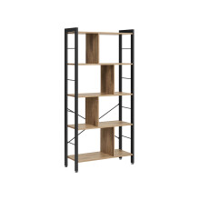 5-Tier Standing Bookshelf - Steel - Camel Brown and Ink Black - Industrial Style, Large Storage Solution