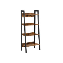 4-Tier Ladder Shelf - Metal - Rustic Brown and Black - Industrial Design, Freestanding Storage Solution