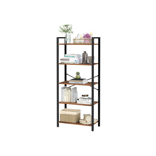 5-Tier Storage Rack - Steel Frame - Rustic Brown and Black - Industrial Style 1