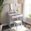 Dressing Table - Wood - White - Rectangular Mirror with 2 Drawers and 3 Open Compartments 3