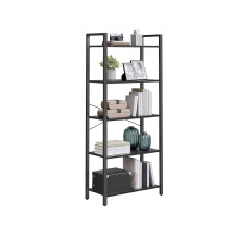 5-Tier Bookshelf - Steel Frame - Ebony Black and Ink Black - Industrial Style