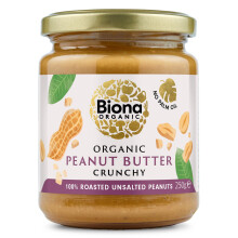 Biona Peanut Butter Crunchy No Salt Organic, 250g