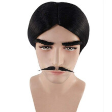 Cos Wig Suit Anime The Addams Family Role Modeling Short Hair and Beard Halloween Stage Performance Headwear