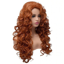 (brown) Brave Legend Cosplay Wigs Princess Merida Instant Noodles Roll Long Curly Hair Halloween Birthday Party Dance Cosplay Headgear
