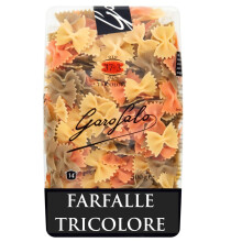 Garofalo Farfalle Tricolore Italian Dried Pasta, with Spinach and Tomato, 500g (Pack of 1)