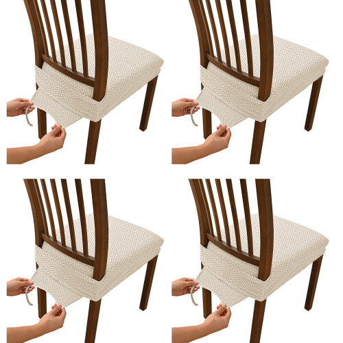 Packung mit 4 sicher sitzenden Stuhlsitzbezügen,-Reis