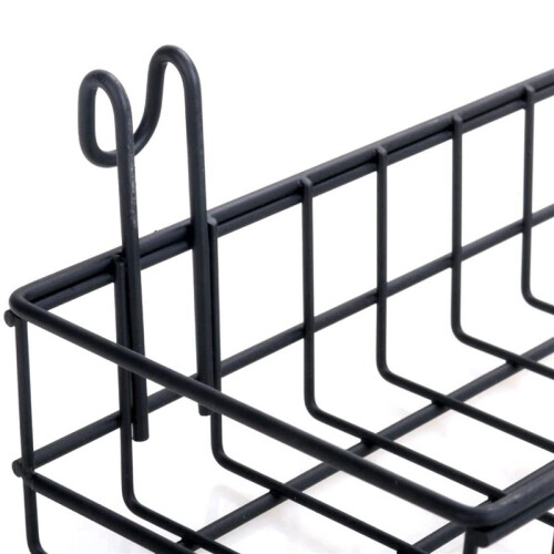 5X Hanging Basket for Wire Wall Grid Panel, Multi-Function Wall Storage and Display Basket, 40X10X5CM, Black Painted