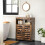 Storage Cupboard - Wood - Rustic Brown - Louvered Doors and Adjustable Shelf 4