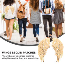 1Paar Handgemaakte Gouden Sequin Wing Patches Polyester Naaidecoratie