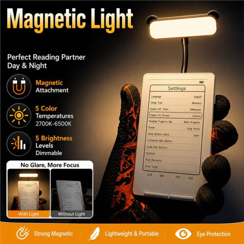 Magnetic Light for XTEINK X4 / X3 Reading Light Flexible for  5 Level Adjustable Light for  Selfie Light B 1