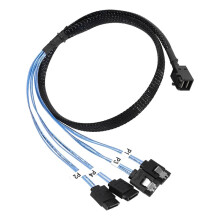 1m Internal  SAS HD Cable SFF 8643 to 4xSATA 7Pin Cable -  SAS Cables with Sideband Compatible with 12Gbps