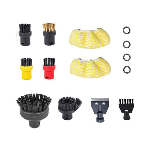 For  Multi-Functional Steam Cleaner Accessories Kit Replacement Round Brushes Hand Nozzle Cloths O-Rings Scraper