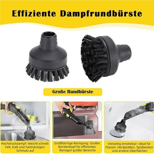 For  Multi-Functional Steam Cleaner Accessories Kit Replacement Round Brushes Hand Nozzle Cloths O-Rings Scraper 1