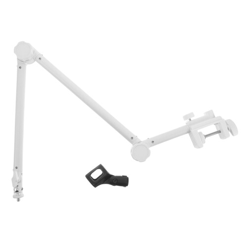 1Set Verstelbare Witte Microfoonhouder Bureauarm Met Stevige Clip
