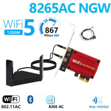 Carte PCI-E Sans Fil AC8265 Double Bande 2,4 G/5 GHz 1200 Mbps  4.2 pour Bureau Sous Win7/8/10/11