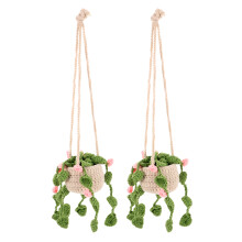 2St Handgemaakte Gehaakte Auto Spiegelhanger Multi Kleur Plant Decor