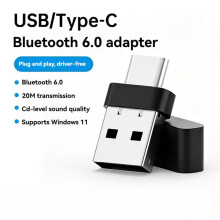 Adapter 6.0 USB/Type-C Bezprzewodowy, Nadajnik i Odbiornik do Komputerów Win11 Win10 Win8.1 Win7