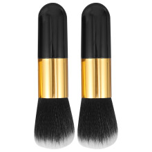 2St Zwarte Make-Upkwasten Set Premium Synthetisch Haar Voor Vrouwen