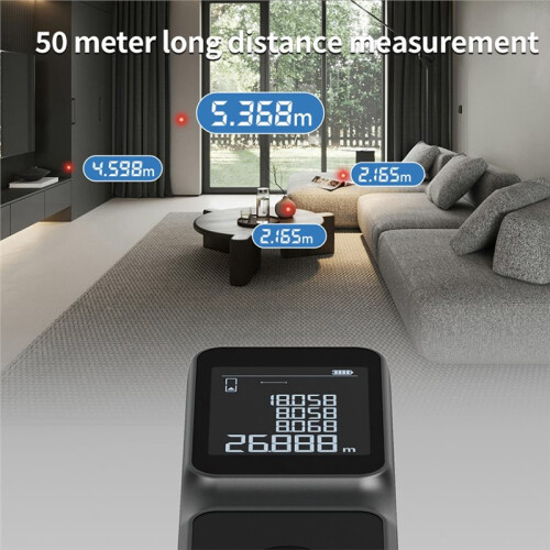 Multi-Functional Laser Rangefinder, 50m Maximum Long Range,  LCD Real- Angle Display 1