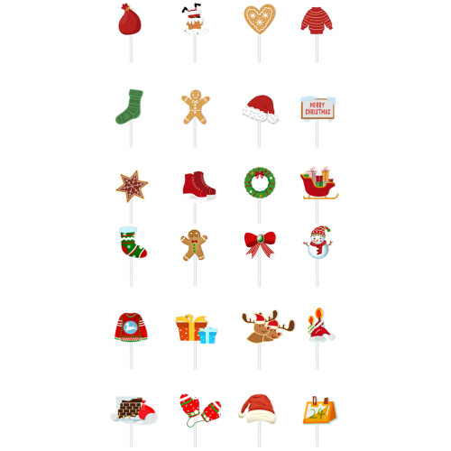 24St Assorti Kerst Cake Decoratie Wit Cupcake Topper 2